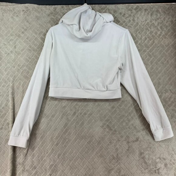 Roma Concept Womens L Hoodie Sweatshirt White Velour Cropped Full Zip Rhinestone - Picture 16 of 16